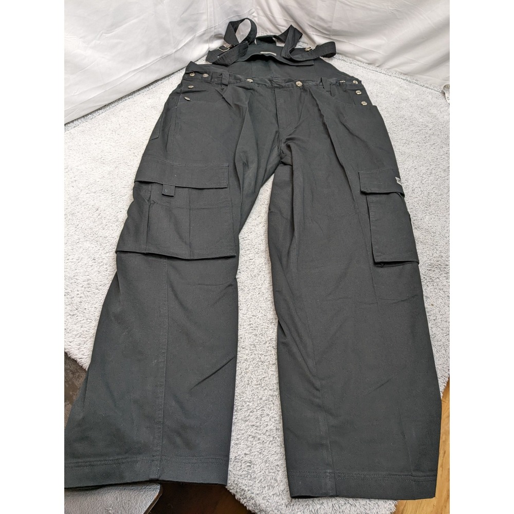 Black‎ Overalls Coveralls BOFF W46 L33 Utility Cargo Bib Workwear Streetwear NWT